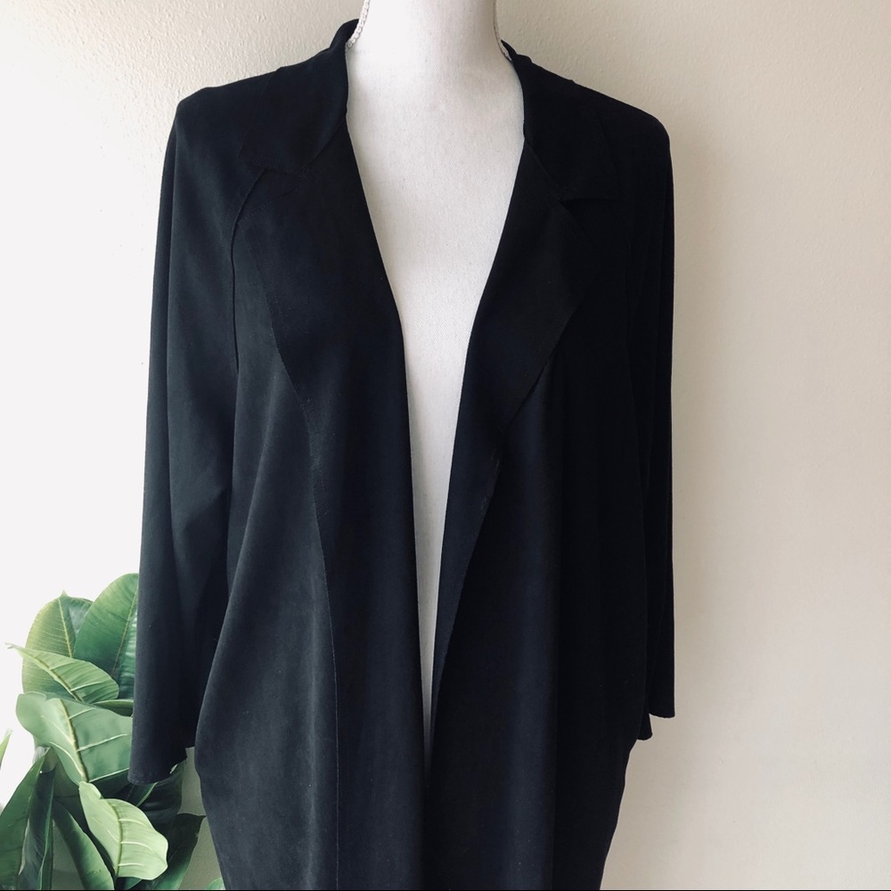 LAST ONE! Longline Collared Suede-like Cardigan - Picture 8 of 8